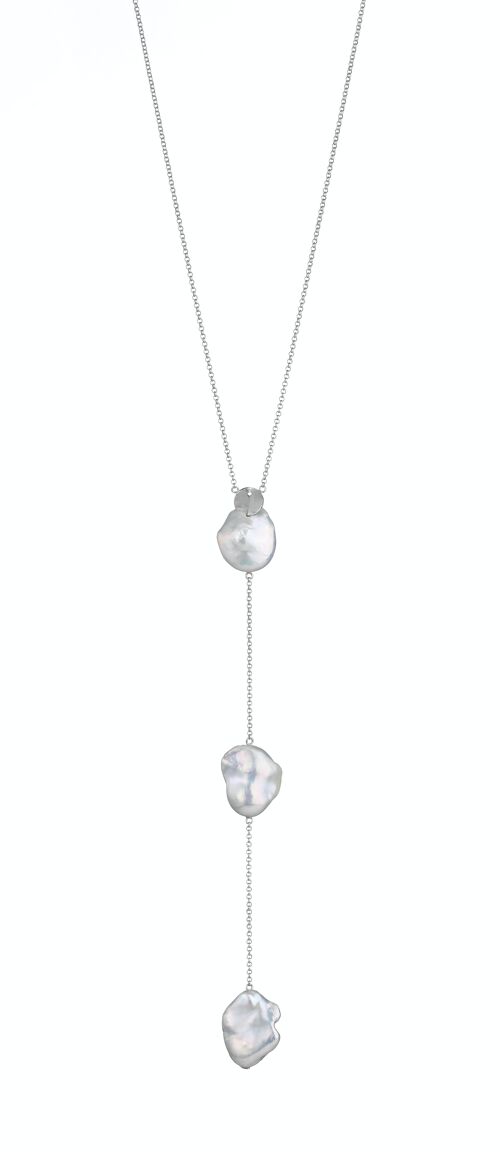 Y-Collier mit Perlen Silber -Süßwasser barock weiß