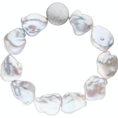 Pulsera de perlas Keshi - keshi de agua dulce blanco