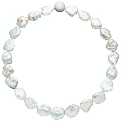 Collier de perles Keshi - keshi blanc d'eau douce