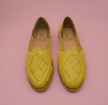 Sandales Huarache en cuir faites à la main pour femmes | Jaune 10