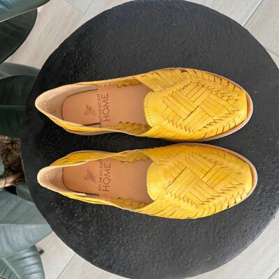 Handgefertigte Leder Huarache Sandalen für Damen | Gelb