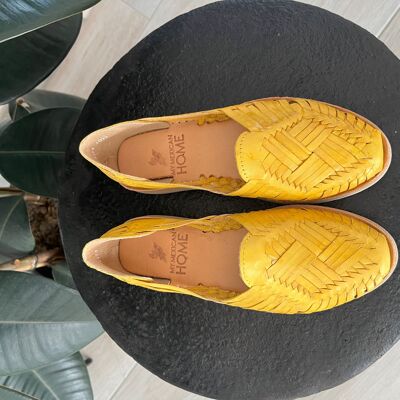 Handgefertigte Leder Huarache Sandalen für Damen | Gelb
