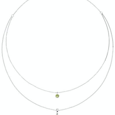 Necklace with peridot and pearl pendant silver - freshwater baroque white