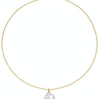 Classic chain with pearl pendant silver plated - freshwater baroque white
