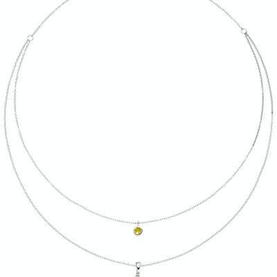 Collana con ciondolo citrino e perla argento - bianco barocco d'acqua dolce