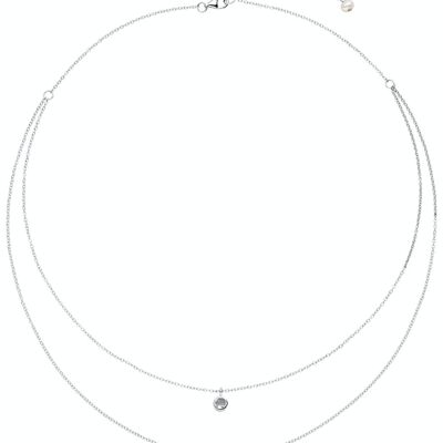 Collier avec pendentif topaze et perle argent - blanc baroque d'eau douce