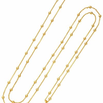 Collana con pendente di perle elementi a sfera in argento placcato oro - bianco barocco d'acqua dolce