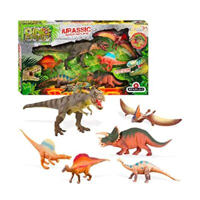 Große Box mit 6 Dinosauriern zum Sammeln + Lernbögen – ab 3 Jahren – STARLUX DINOPARK – 815035