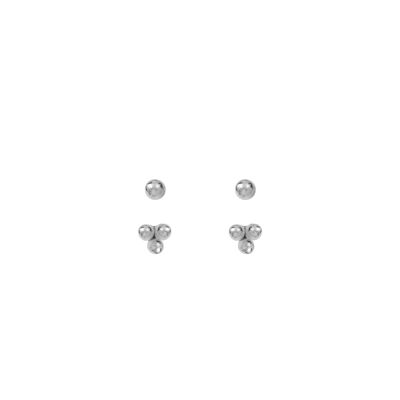 Orecchini a bottone CHLOE in argento con 3 perle sotto le orecchie