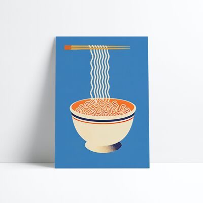 POSTER 30X40-Ramen Noodles - Blue background