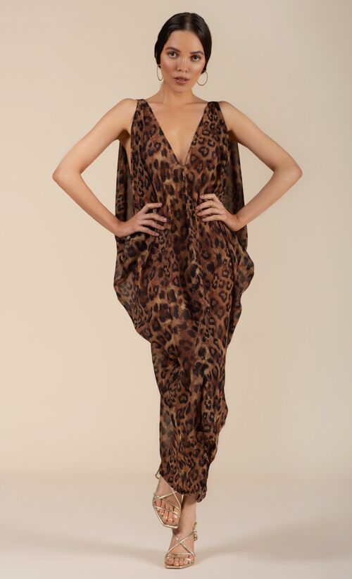 Maya 2-in-1 Kaftan Dress Leopard