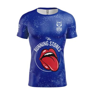 T-shirt da uomo a maniche corte blu Running Stones