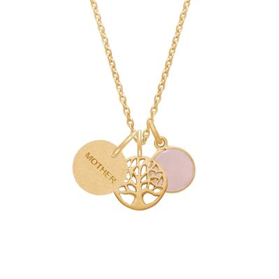Mother necklace with Tree of Life and Cat pendant -  44 cm