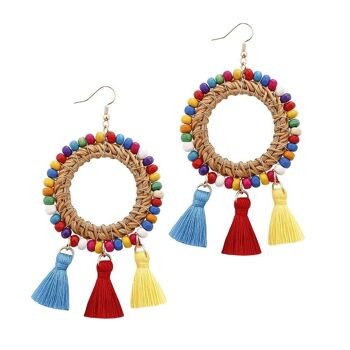 Boucles d'oreilles colorées à franges Boho 1