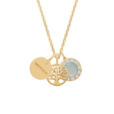 Collier mère avec pendentif arbre de vie et marguerite - 44 cm