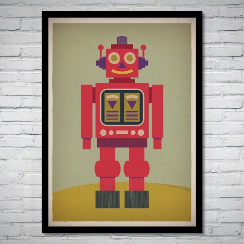 Kids Robot Retro Nursery Print 02