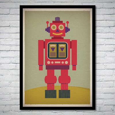 Kinder-Roboter-Retro-Kinderzimmer-Druck 02