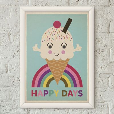 Ice Cream Rainbow kids nursery print