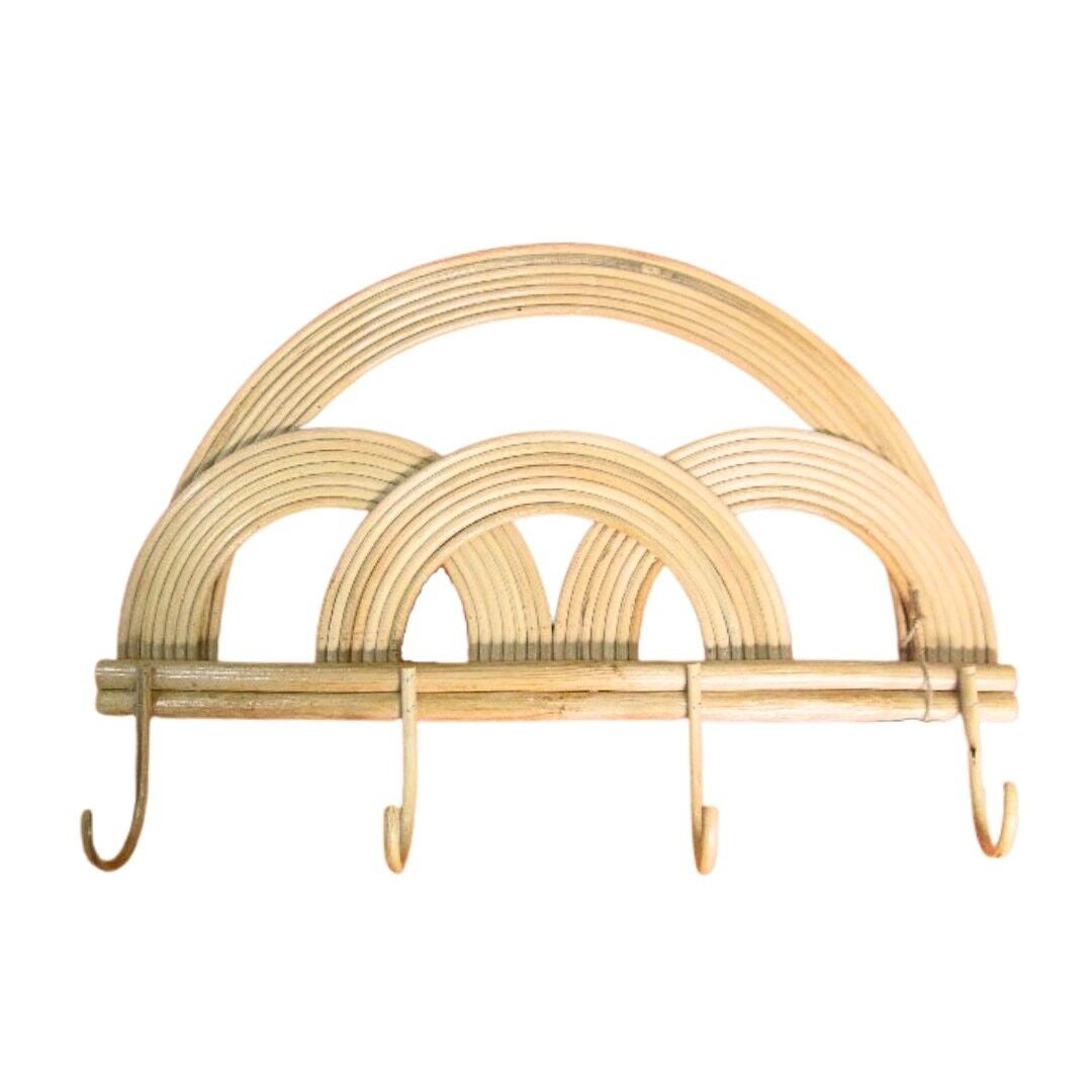 Appendiabiti - Arcobaleno in rattan - Fatto a mano - Arredamento per bambini - Asilo nido - L'appendiabiti arcobaleno - Scimmia hippie