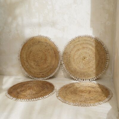 Round Placemat - Rattan Shells - Natural - Hand made - Bali - The Rattan Shell Placemat - Natural - Hippie Monkey