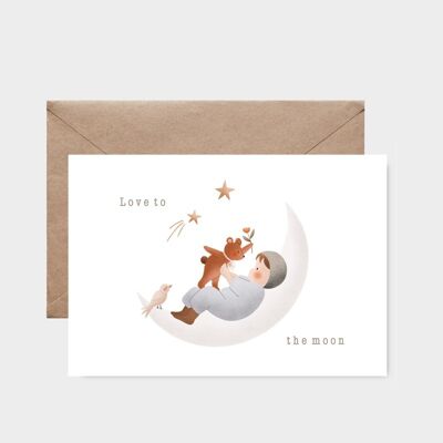 Postcard - Baby birth - Love you to the moon