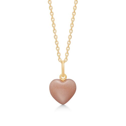 Stone heart pendant peach moonstone  Gold-plated