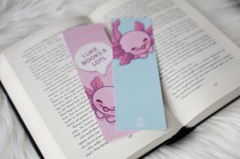Signet Axolotl | J'aime beaucoup les livres | Accessoires de lecture roses et bleus | Coins pointus et arrondis | miamouz 4
