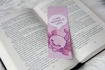 Signet Axolotl | J'aime beaucoup les livres | Accessoires de lecture roses et bleus | Coins pointus et arrondis | miamouz 6