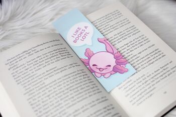 Signet Axolotl | J'aime beaucoup les livres | Accessoires de lecture roses et bleus | Coins pointus et arrondis | miamouz 11