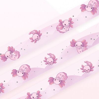 Axolotl Washi Tape | Rotolo da 10 m x 15 mm | Nastro adesivo per artisti | Nastro decorativo per pianificatore | Cancelleria del diario del calendario Kawaii | miamouz