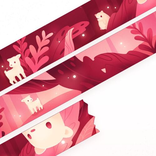 Bear & Magic Forest | 10m x 15mm Roll | Cozy Planner | Artist Masking Tape | Fall Decorative Planner Tape | Kawaii Calendar Journal Stationery