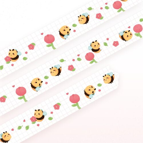 Happy Little Honey Bee White Washi Tape 15mm x 10m