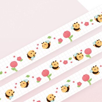 Ruban Washi mignon Bee Happy | Rouleau de 10 m x 15 mm | Ruban de masquage d'artiste | Ruban de planificateur décoratif | Papeterie de journal de calendrier Kawaii | miamouz 3
