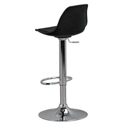Rootz - Barstool with Black faux leather - Stool is adjustable in height - Design bar stool with backrest