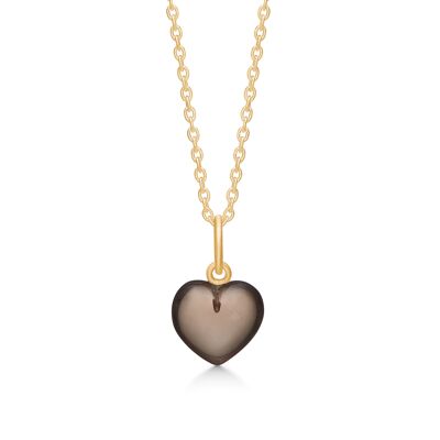 Stone heart pendant smokey quartz Gold-plated