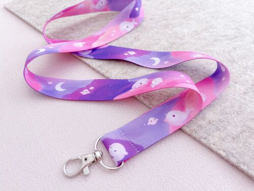 Dreamy Clouds Lanyard | 90cm x 25mm | Pink Aesthetic | Cute Artist Lanyard | Convention Artist Alley | Kawaii Accessoires