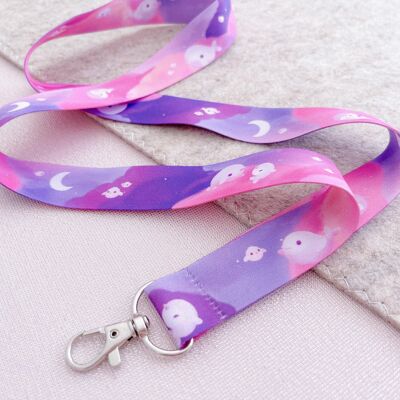 Dreamy Clouds Lanyard | 90cm x 25mm | Pink Aesthetic | Cute Artist Lanyard | Convention Artist Alley | Kawaii Accessoires