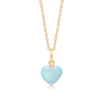 Stone heart pendant aqua chalcedon Gold-plated