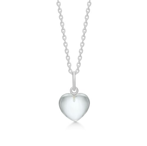 Stone heart pendant white quartz silver