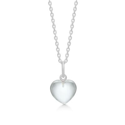 Stone heart pendant white quartz silver