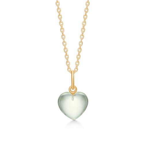 Stone heart pendant green amethyst Gold-plated