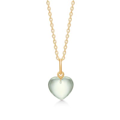 Stone heart pendant green amethyst Gold-plated