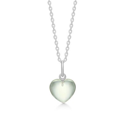 Stone heart pendant green amethyst silver