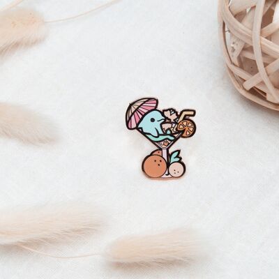 Cute Dolphin Cocktail Pin  | Summer Collectors Hard Enamel Pin Badge | Kawaii Aesthetic Birthday Gift for Her | Christmas Present for Him | Miamouz