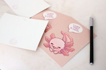 Je t'aime beaucoup | Carte postale A6 Axolotl | Carte de voeux | Décoration d'intérieur | art mural | miamouz 3