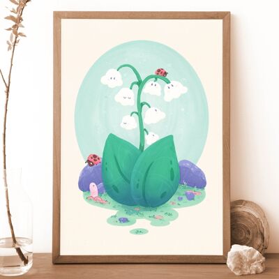 Lilies of the Valley & Friends A4 Print | Cozy Earthy Nature Art Print | Premium Linen Cardboard | Home Decor | wall art | Art by Miamiuz