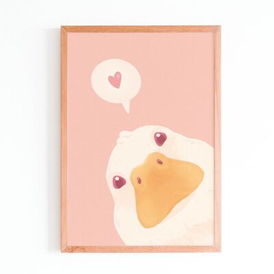 Peeking Duck Love A6 stampa | Ti amo A6 Stampa artistica o cartolina | Decorazione perfetta per la cameretta dei bambini o arte da scrivania | Decorazioni per la casa | arte murale | miamouz