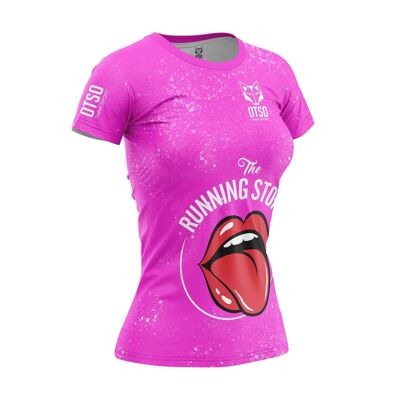 Damen Kurzarm-T-Shirt Running Stones Pink