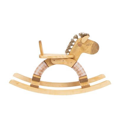 Wooden Rocking Horse Plaid Pink