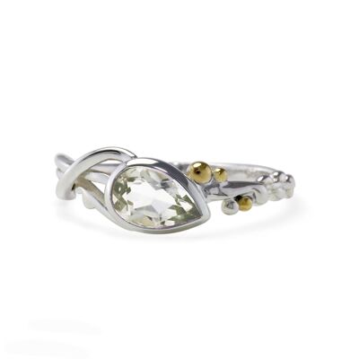 Anello in argento sterling con ametista verde, anello etereo, gioielli eleganti